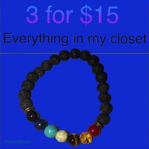 3 For $15 Chakra Lava Stone Bracelet